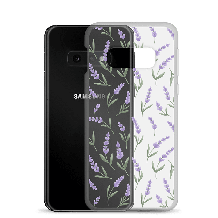 Clear case for Samsung with lavender pattern. Artistic protective cover product image (2)