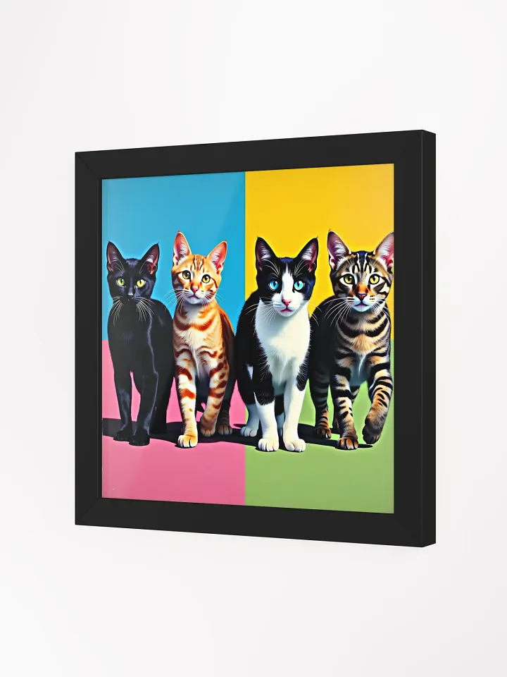 Vibrant Pop Art Cats Framed Matte Poster product image (2)