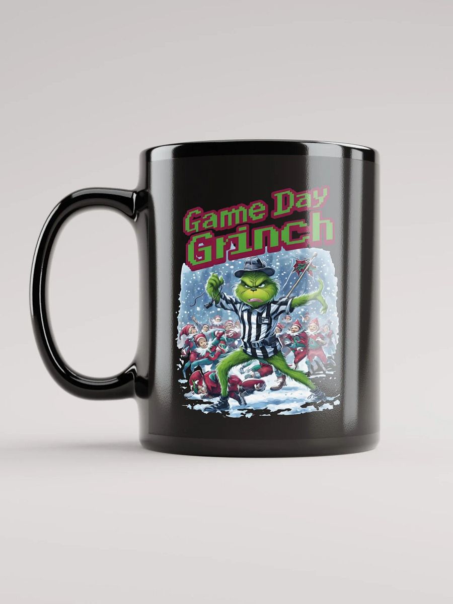 Game Day Grinch Christmas Football Glossy Black Mug product image (12)