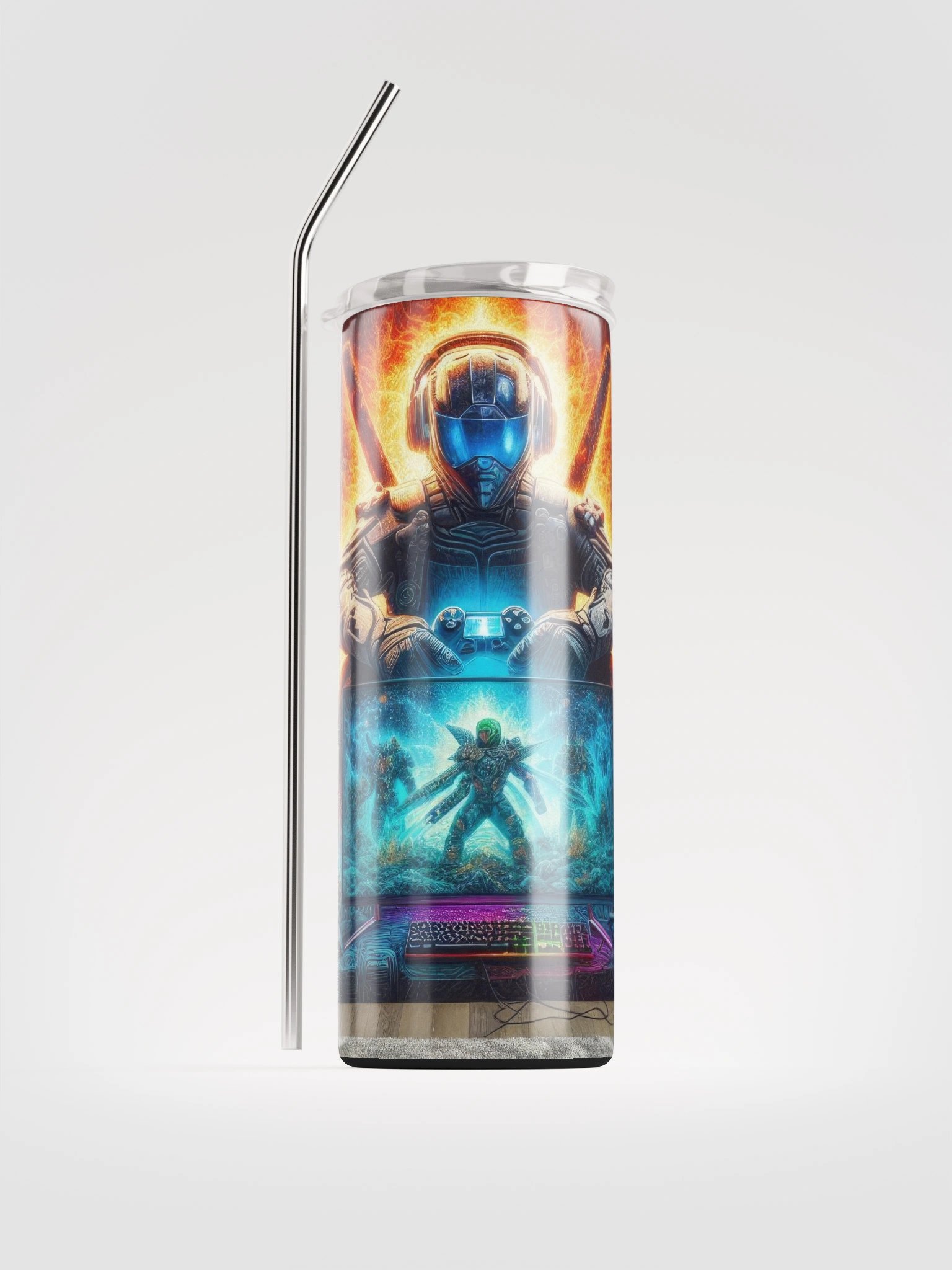 Neon Sci-Fi Gaming Stainless Steel Tumbler product image (1)