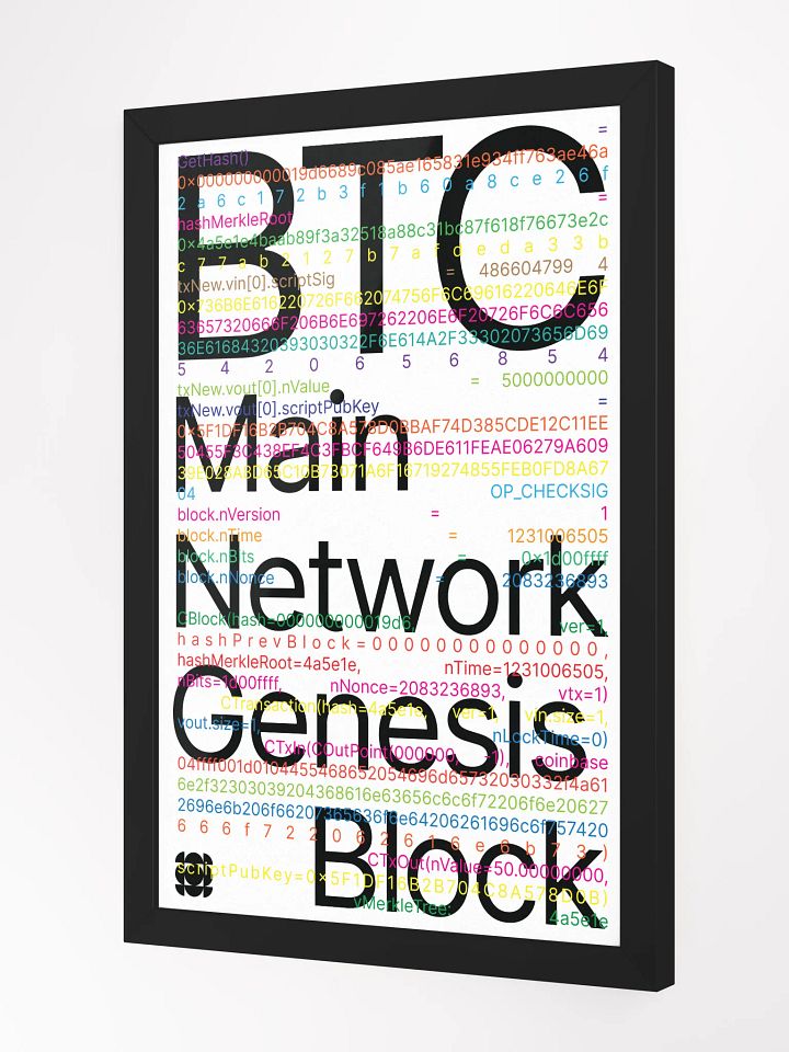Bitcoin Genesis Block Poster (white) [framed] product image (2)