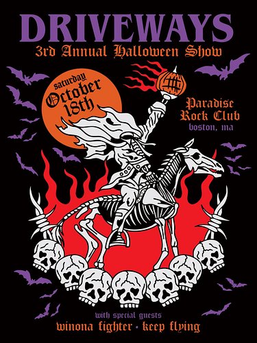 💀 Driveways 3rd Annual Halloween Show 🎃

October 18th 2025

With special guests @winonafighter & @keepflyingband 

Tickets on...