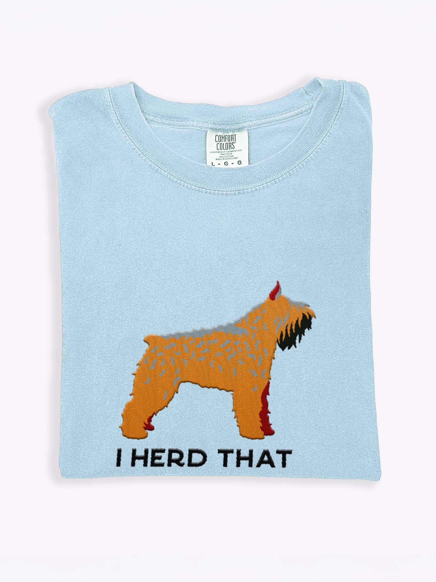 I Herd That T-Shirt(Embroidered) of a Bouvier des Flandres(Brown, Cropped Ears) product image (1)