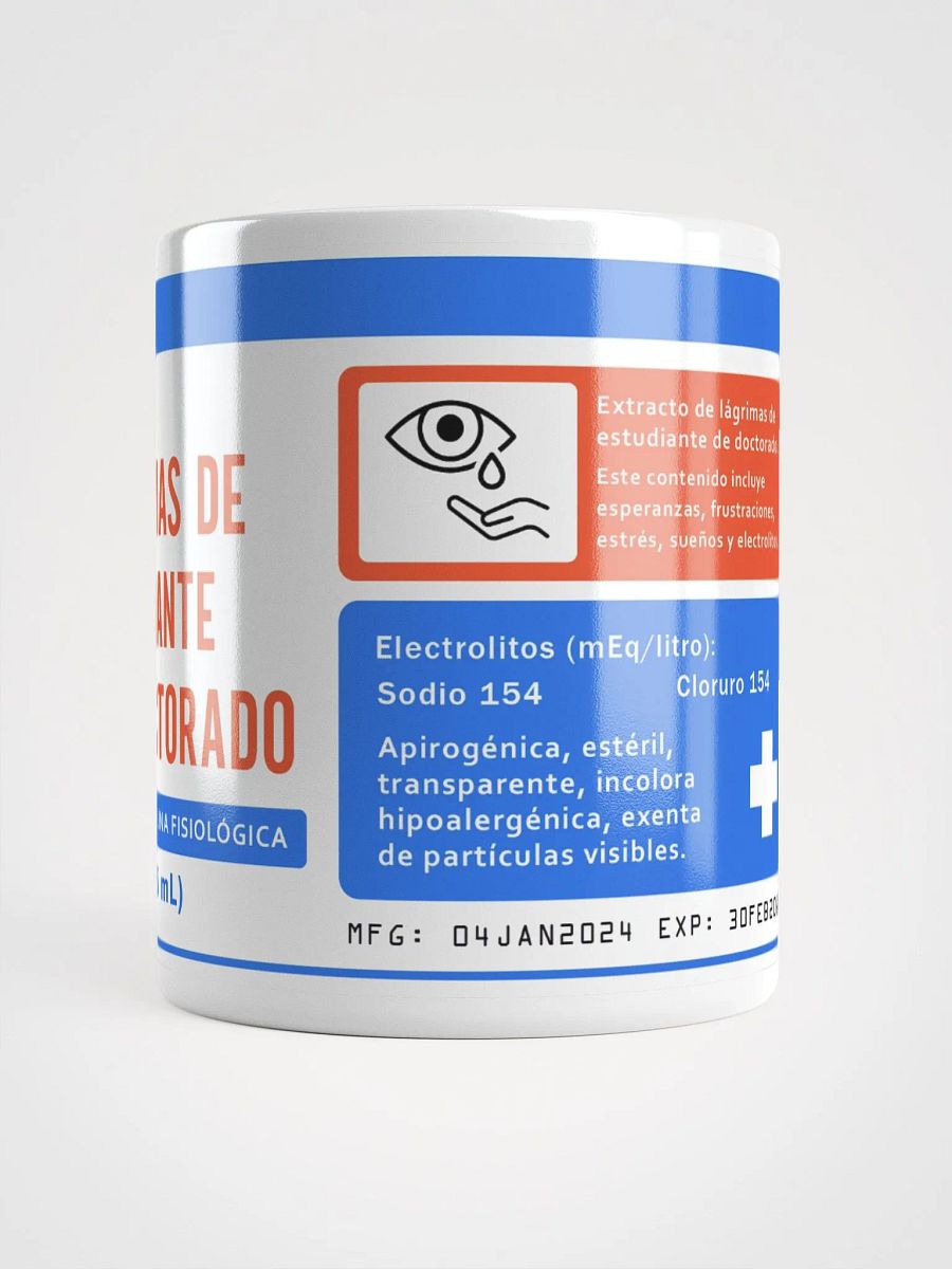 "Lágrimas de estudiante de doctorado" (SPANISH) Ceramic mug product image (4)