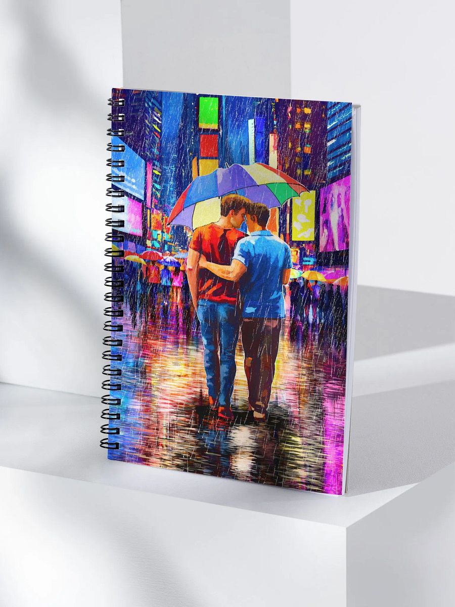 Rain In Times Square - Gay Couple Art Spiral Notebook product image (4)