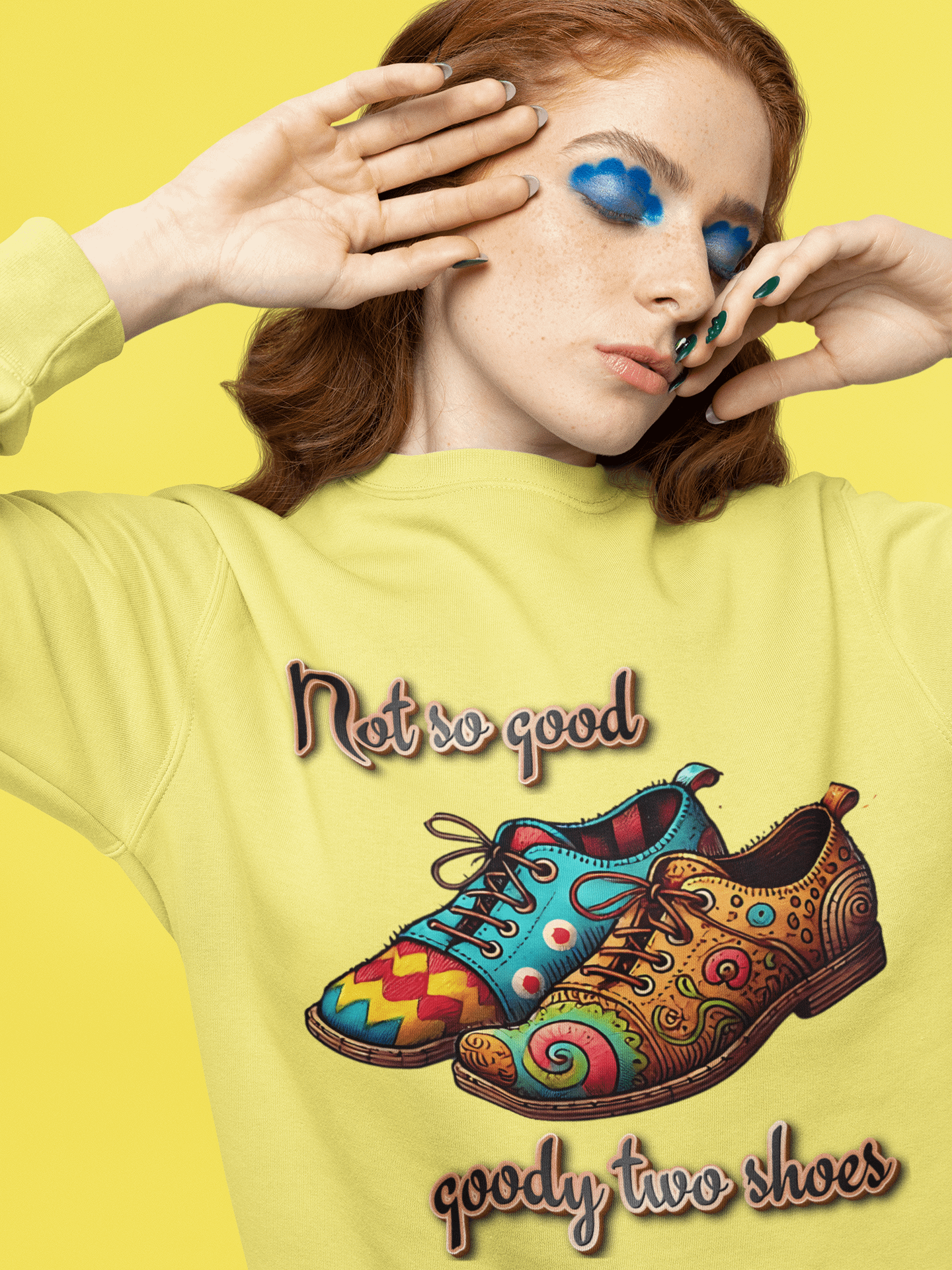 Retro Mismatched Sneakers - 'Not So Good, Goody Two Shoes' Graphic Tee product image (2)