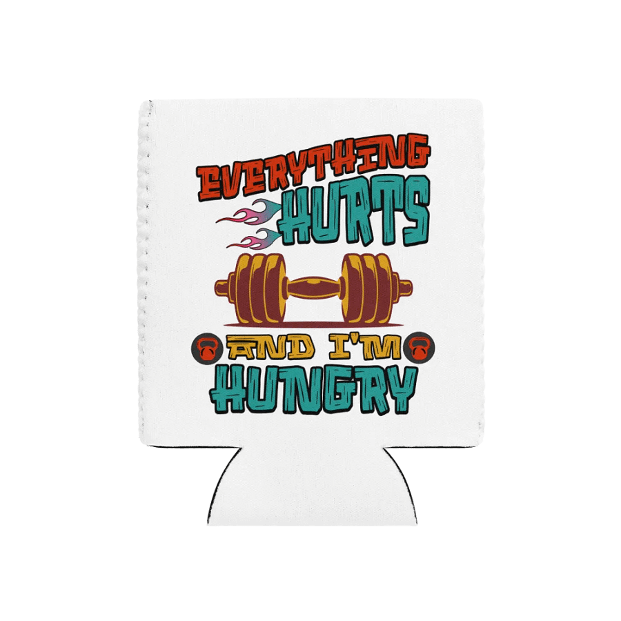 Everything Hurts And Im Hungry Weightlifting Flame & Kettlebell Can Cooler product image (1)