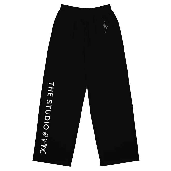 Wide Legged Comfy Pants | Black with White Text/Logo product image (1)