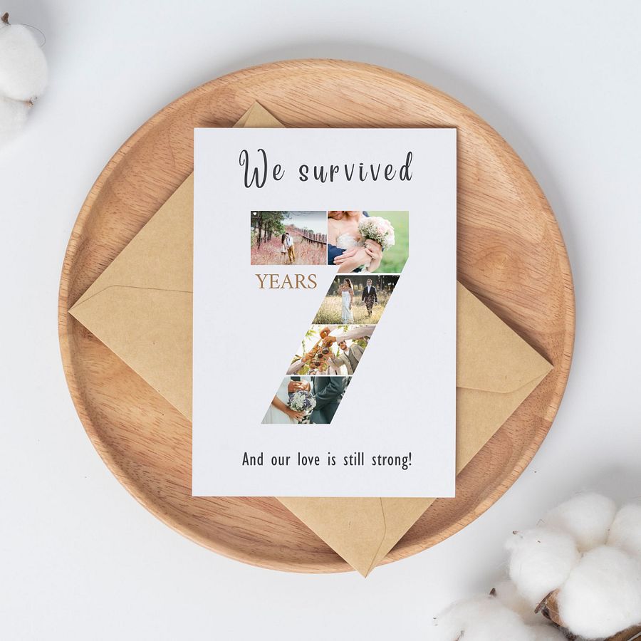 7 Year Anniversary Photo Card Editable Canva Template product image (4)