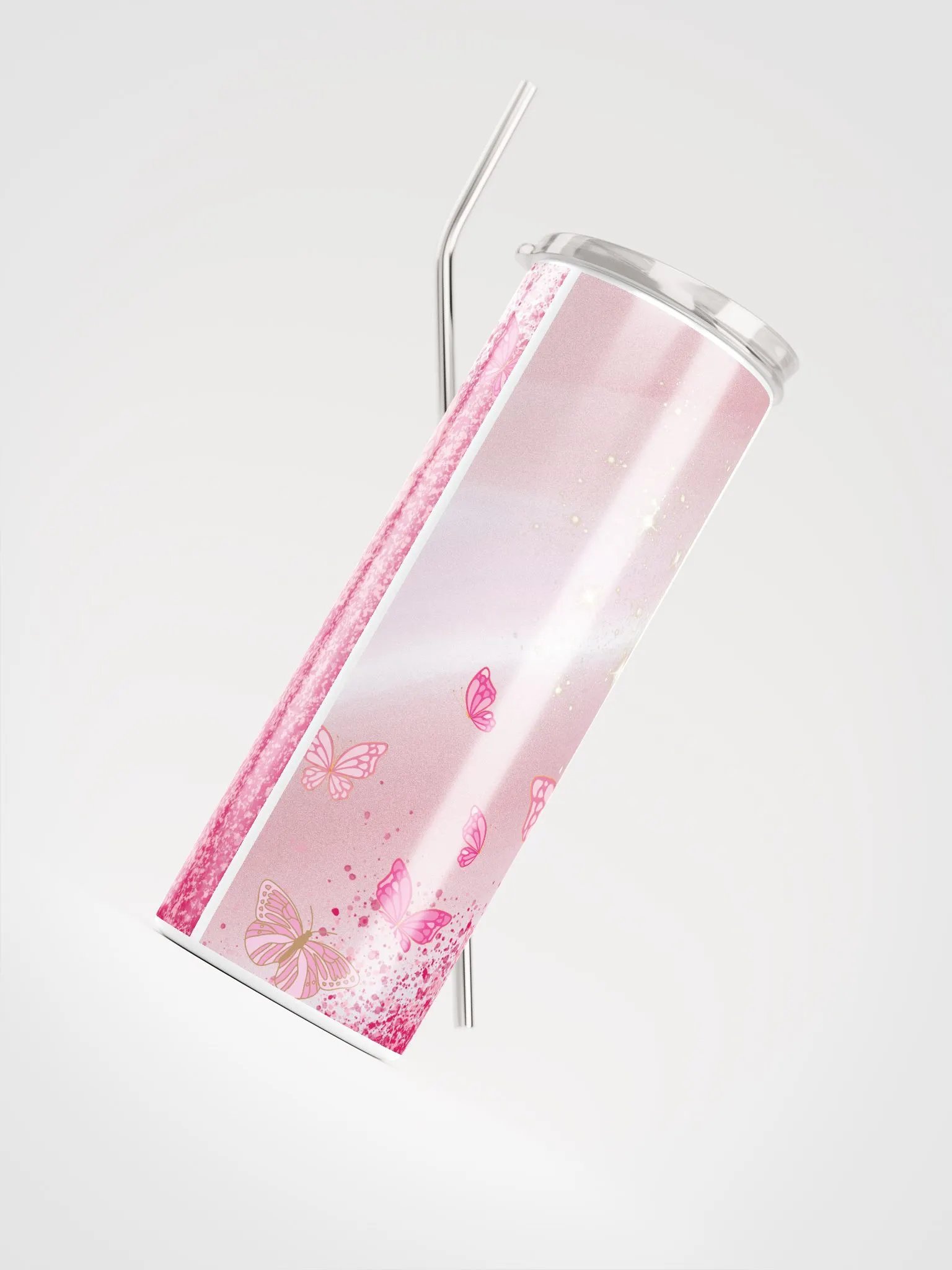 Flutter in Style with our Pink Butterfly Stainless Steel Tumbler! 🦋 product image (4)