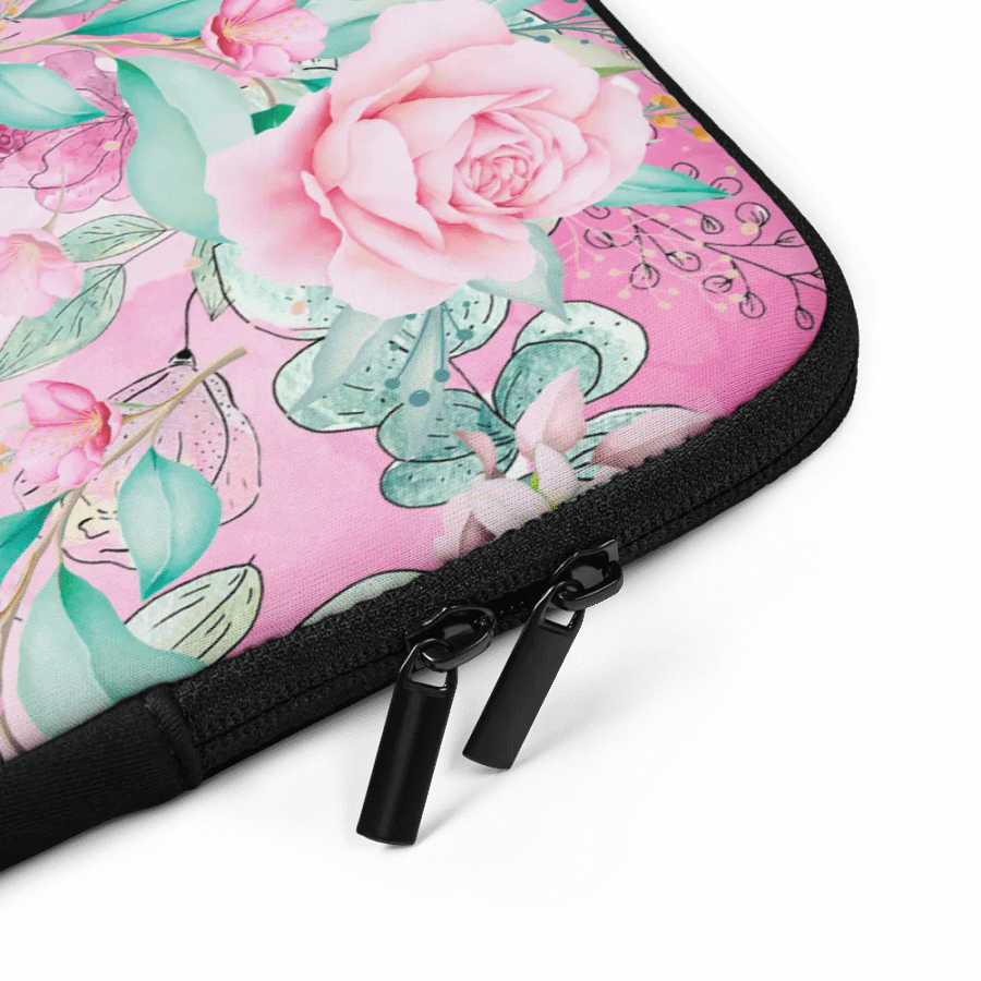 Whimsical Rose Garden Laptop Sleeve ideal for feminine ladies who like the finer pink vibes product image (4)