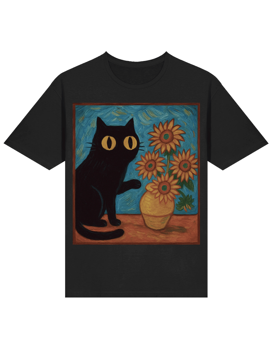 Sunflower Cat Van Gogh T-Shirt product image (14)
