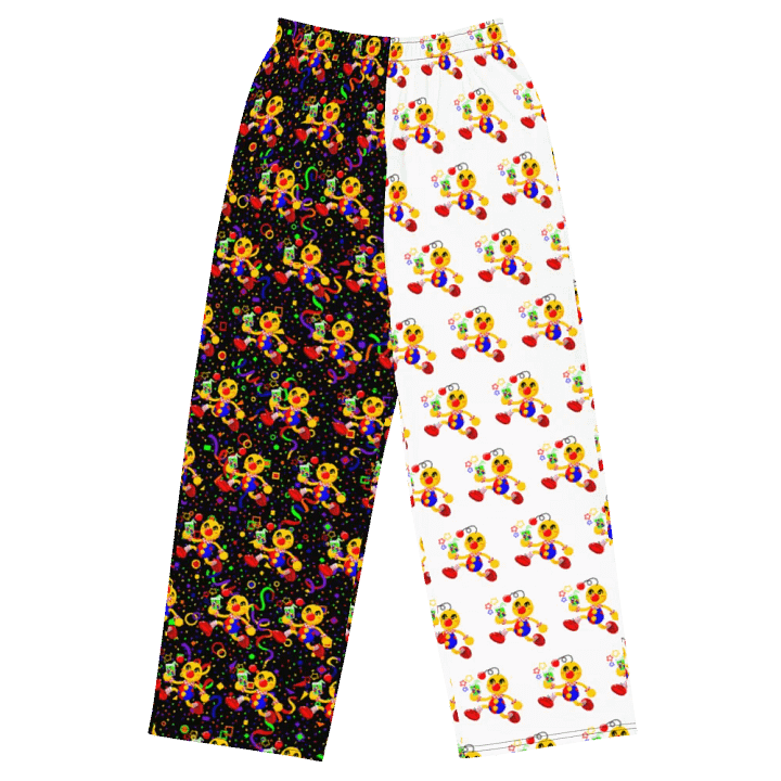 Split White and Arcade Boyoyoing Unisex Wide-Leg Pants product image (1)