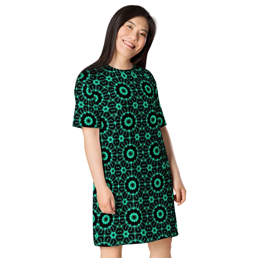 Abstract Repeating Neon Green Shapes T Shirt Dress product image (8)