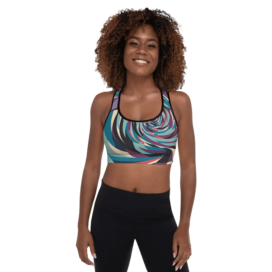 Abstract Lithographic Pattern Design Padded Sports Bra - V5 product image (7)