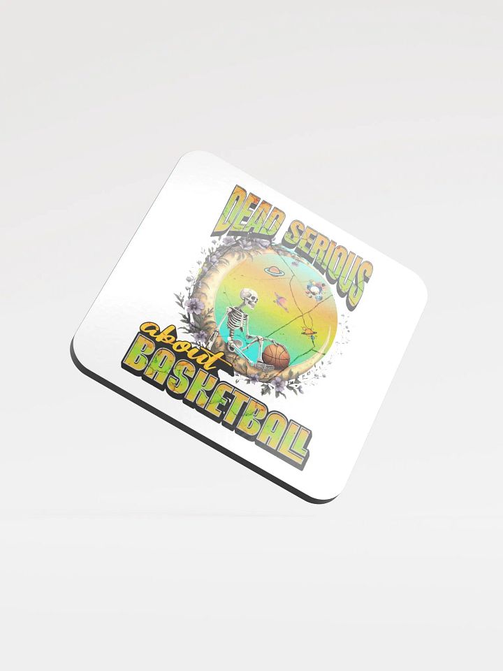 Dead Serious About Basketball Skeleton Cosmic Hoops Cork Coaster product image (1)