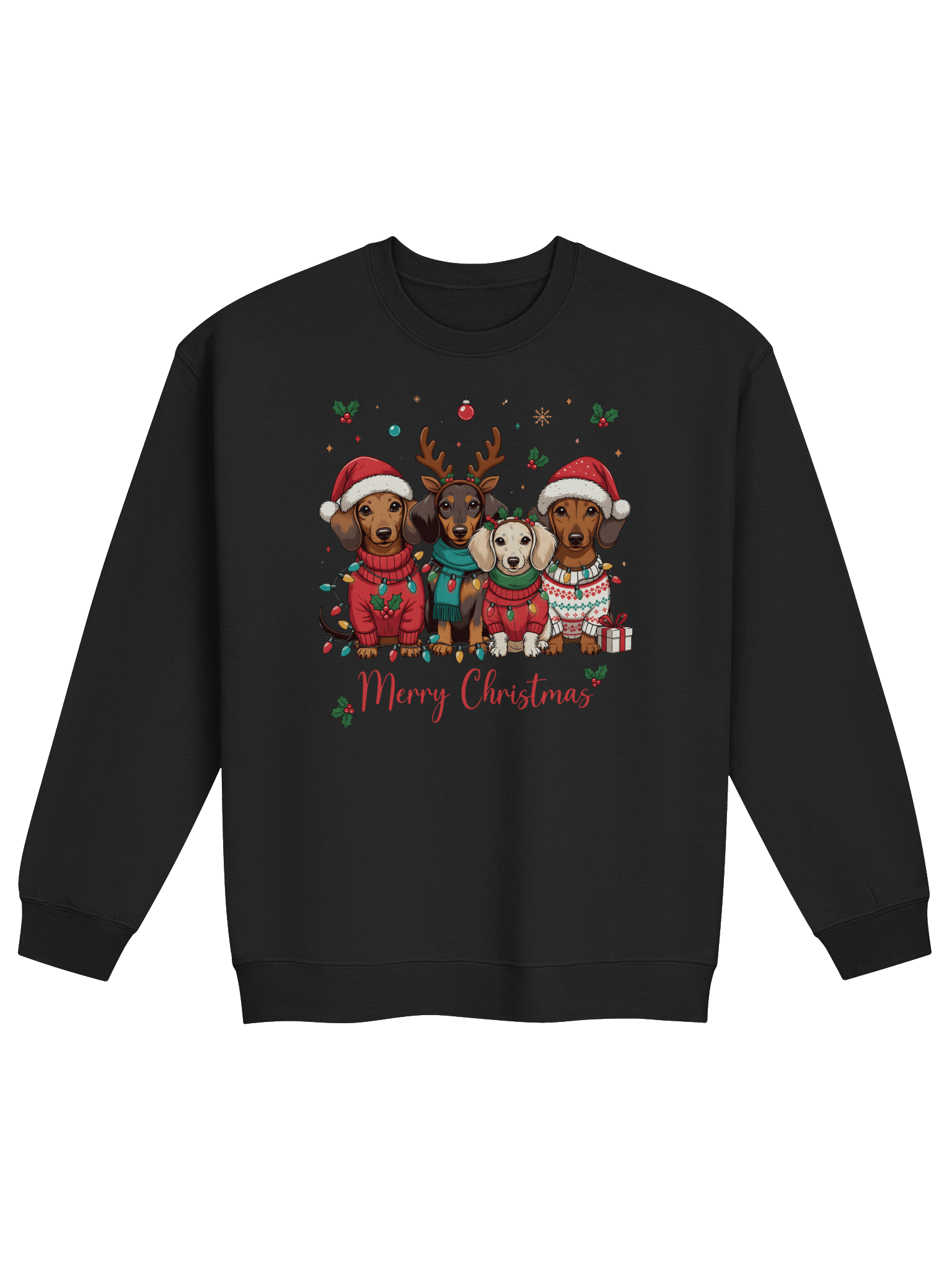 Merry Christmas Dachshund Lights Sweatshirt – Holiday Dog Mom Gift product image (1)