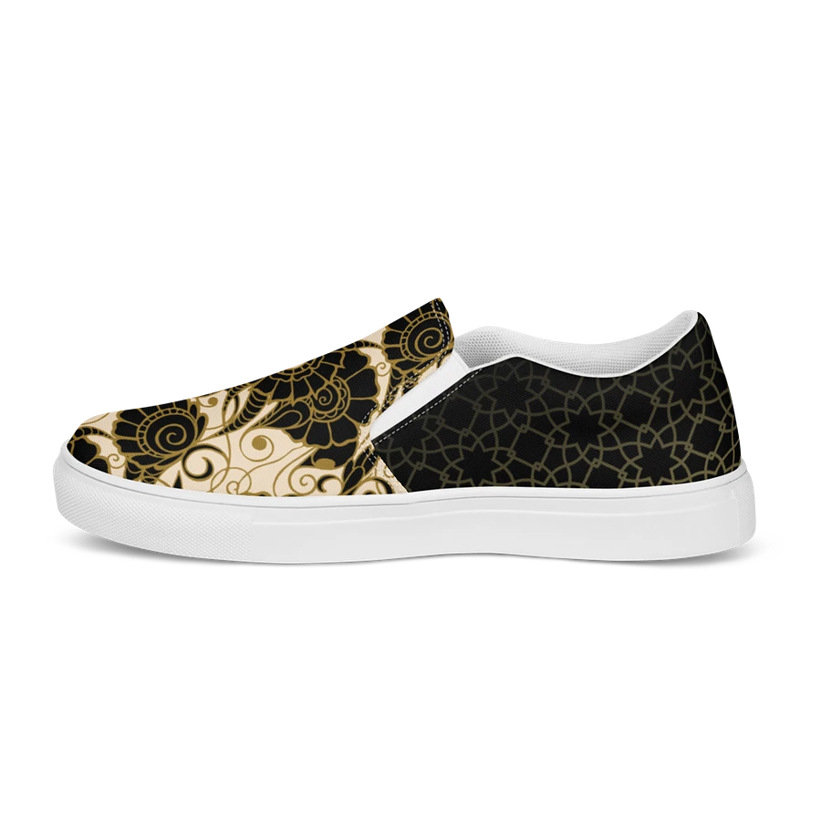 Black And Gold Patterned Slip On Womens Shoes product image (9)