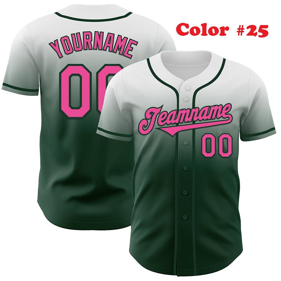 Authentic Gradient Fashion Baseball Jersey Up Down Colors with Line Collection, Tow Tones product image (8)