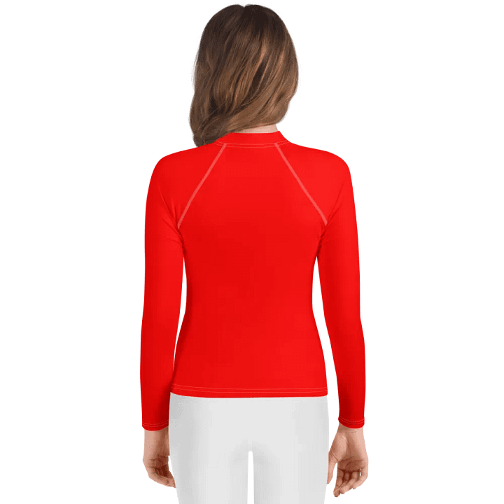Youth Plain Color Red Rash Guard product image (2)