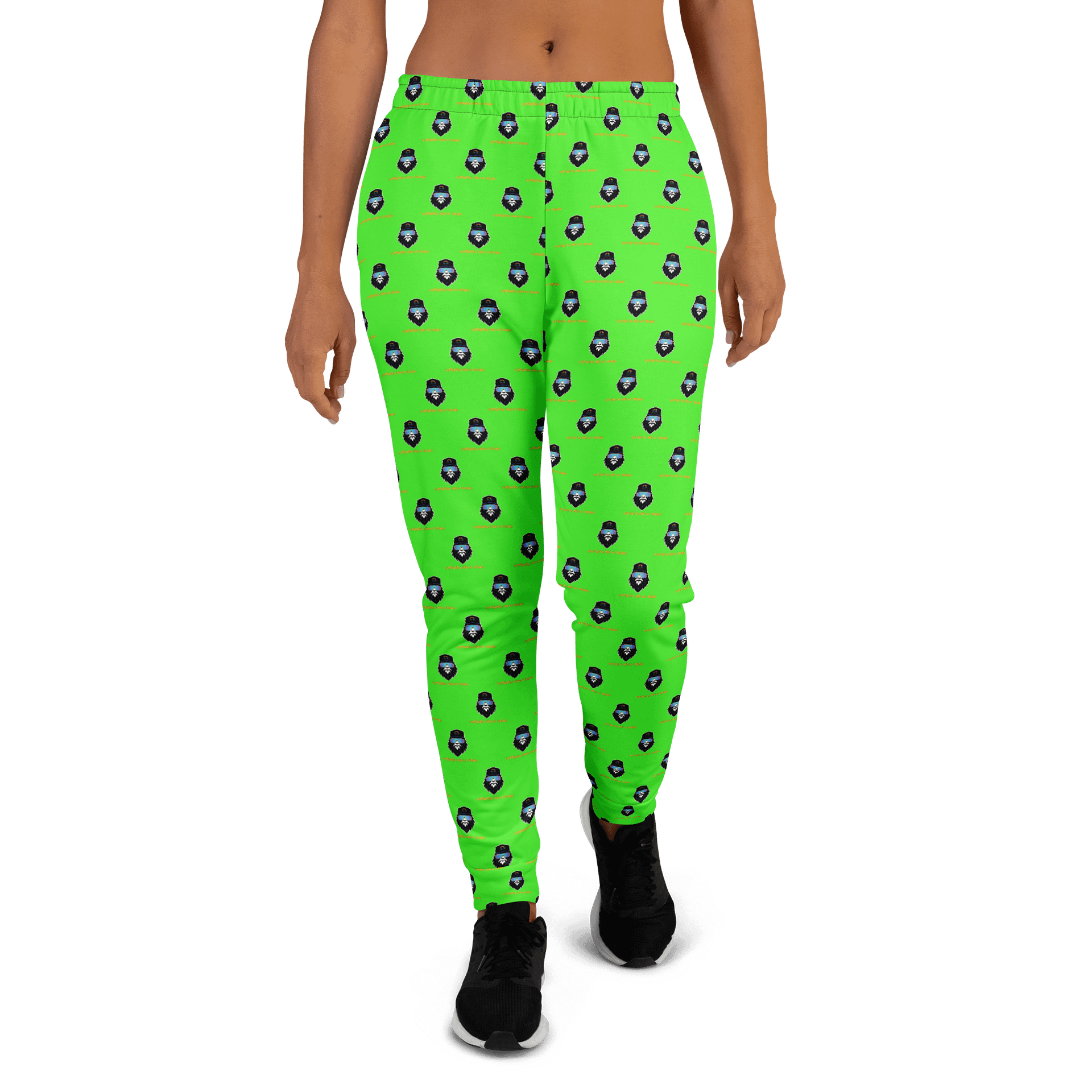 Synthsquatch Fitness Bigfoot Monogram Logo All-Over Print Women's Joggers (Neon Green) product image (2)