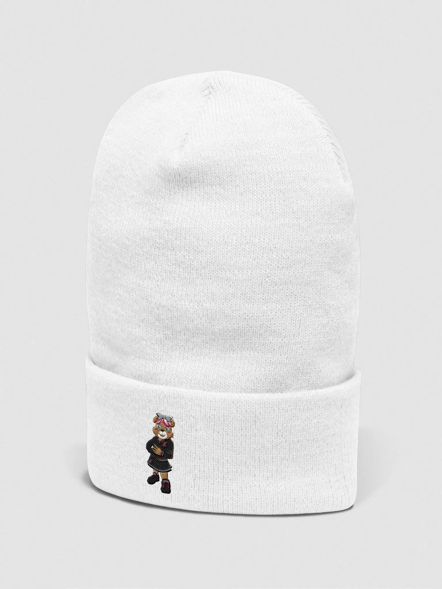 Standing Girl Bear White Beanie product image (2)