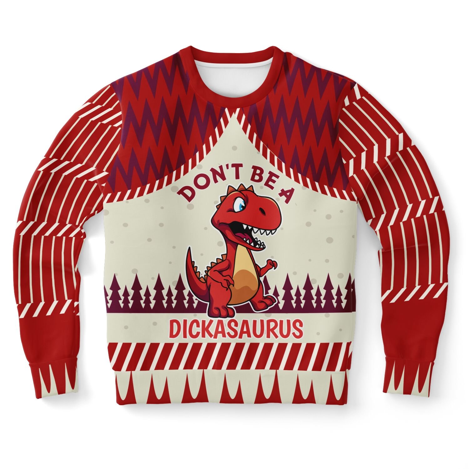 "Don't Be a D*ckasaurus" Dinosaur Christmas Sweatshirt | Funny T-Rex Holiday Sweater | Unisex Adult Humor Winter Outfit product image (9)