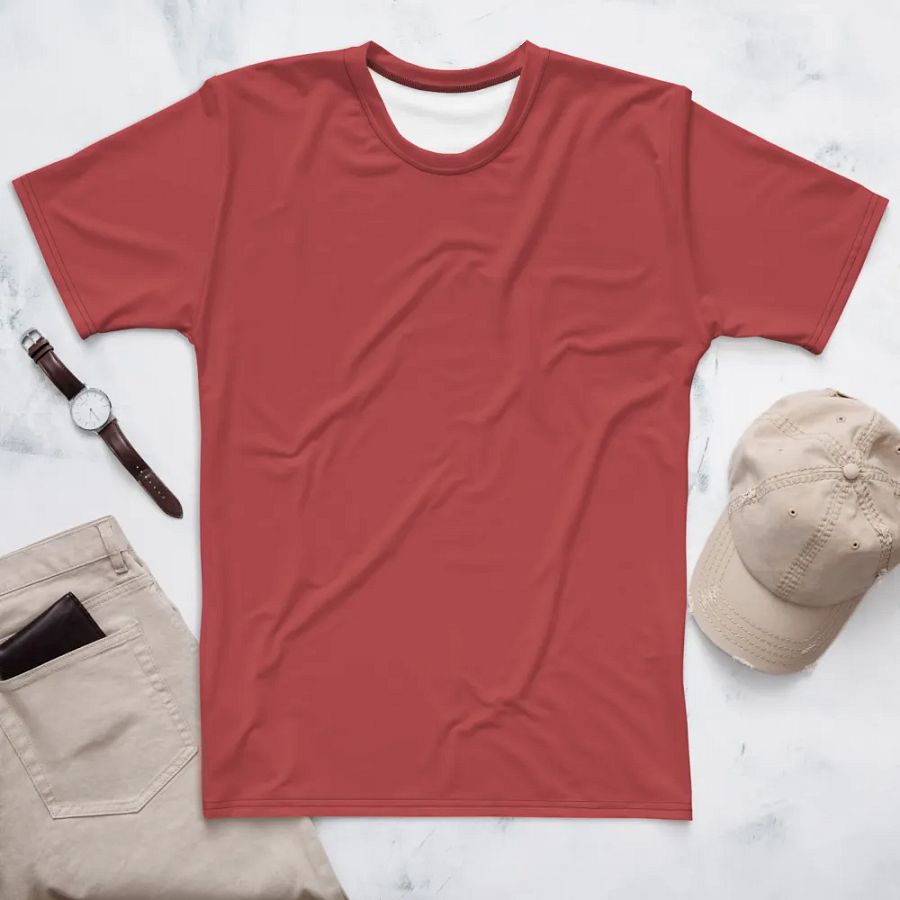 Plain Brick Red Soft Summer Men's Crewneck Polyester Heavyweight Premium T-Shirt by Treasure Pie product image (1)