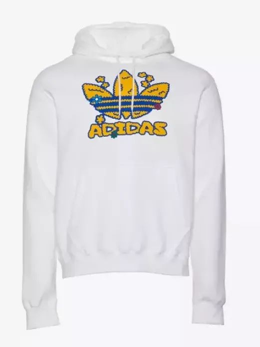 adidas Originals Flower Puff Fleece Pullover Hoodie White Yellow Men Size S-XXL product image (1)
