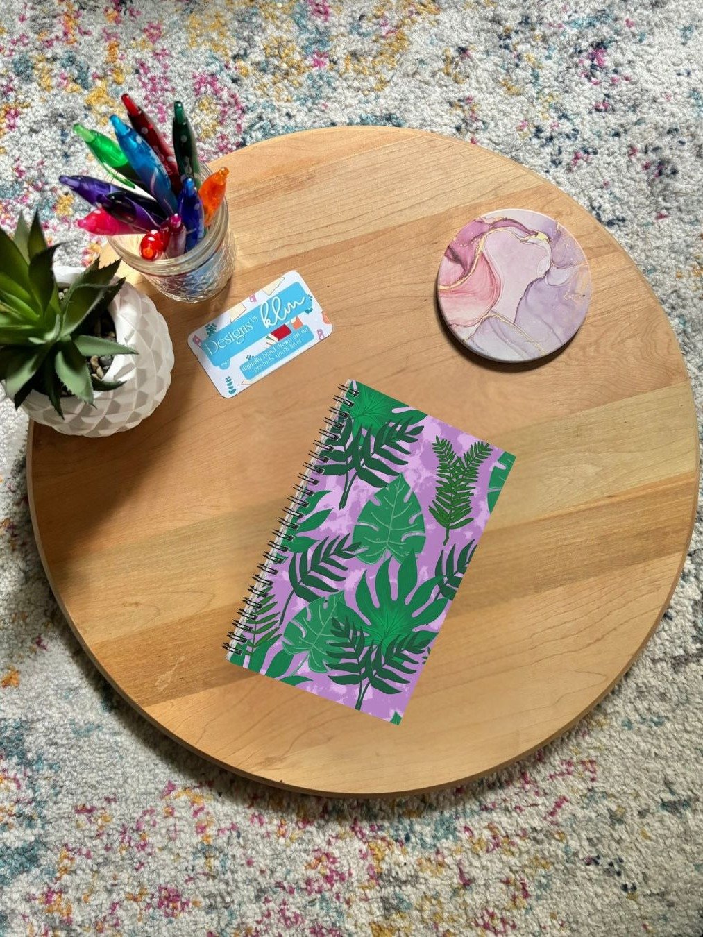 Jungle Leaves Pattern-Purple Background Spiral Journal product image (1)