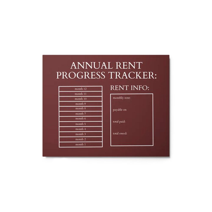 HIGHFALUTIN ANNUAL RENT TRACKER (white design 15) product image (1)