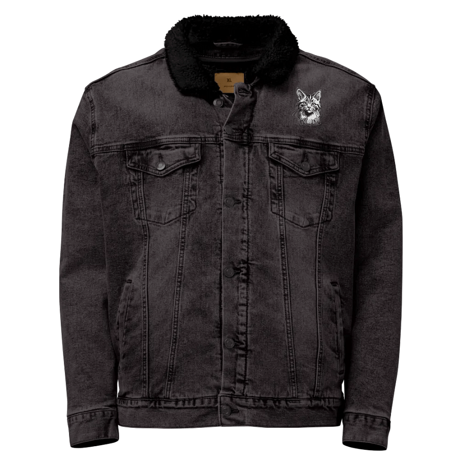 Whiskered Wonder Embroidered Unisex Denim Jacket product image (1)