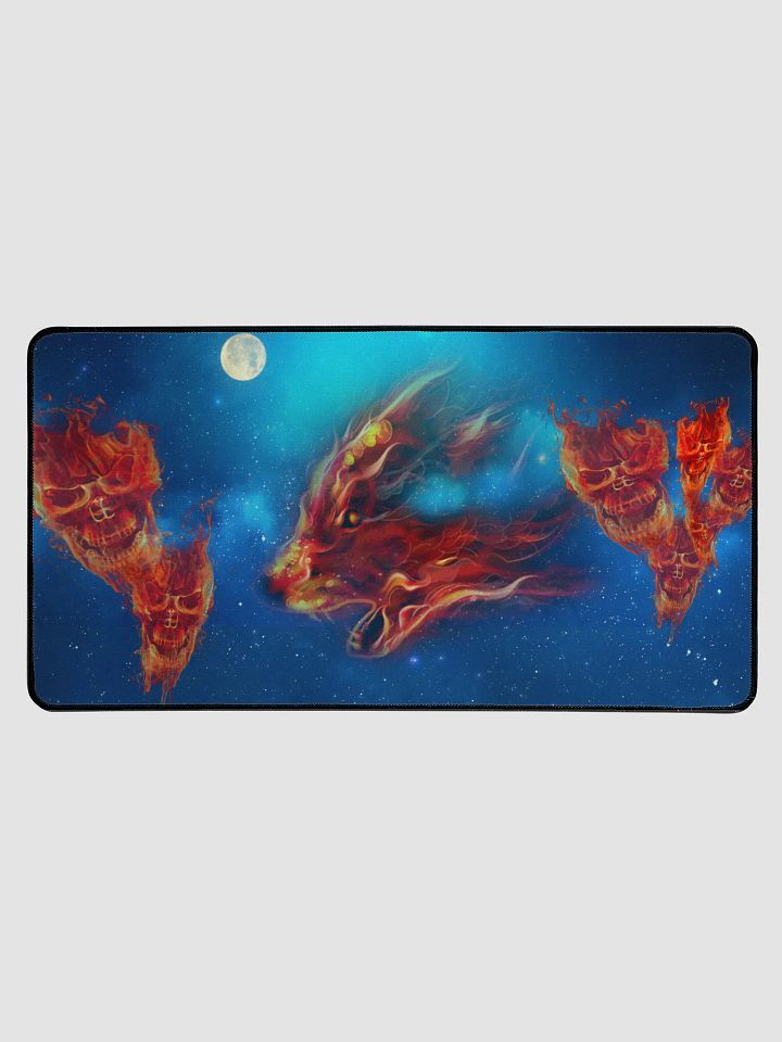 Flaming Wolf and Skulls Desk Mat product image (1)