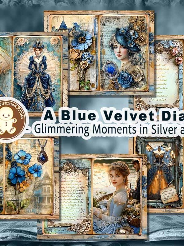 A Blue Velvet Diary Journal kit digital Download product image (6)
