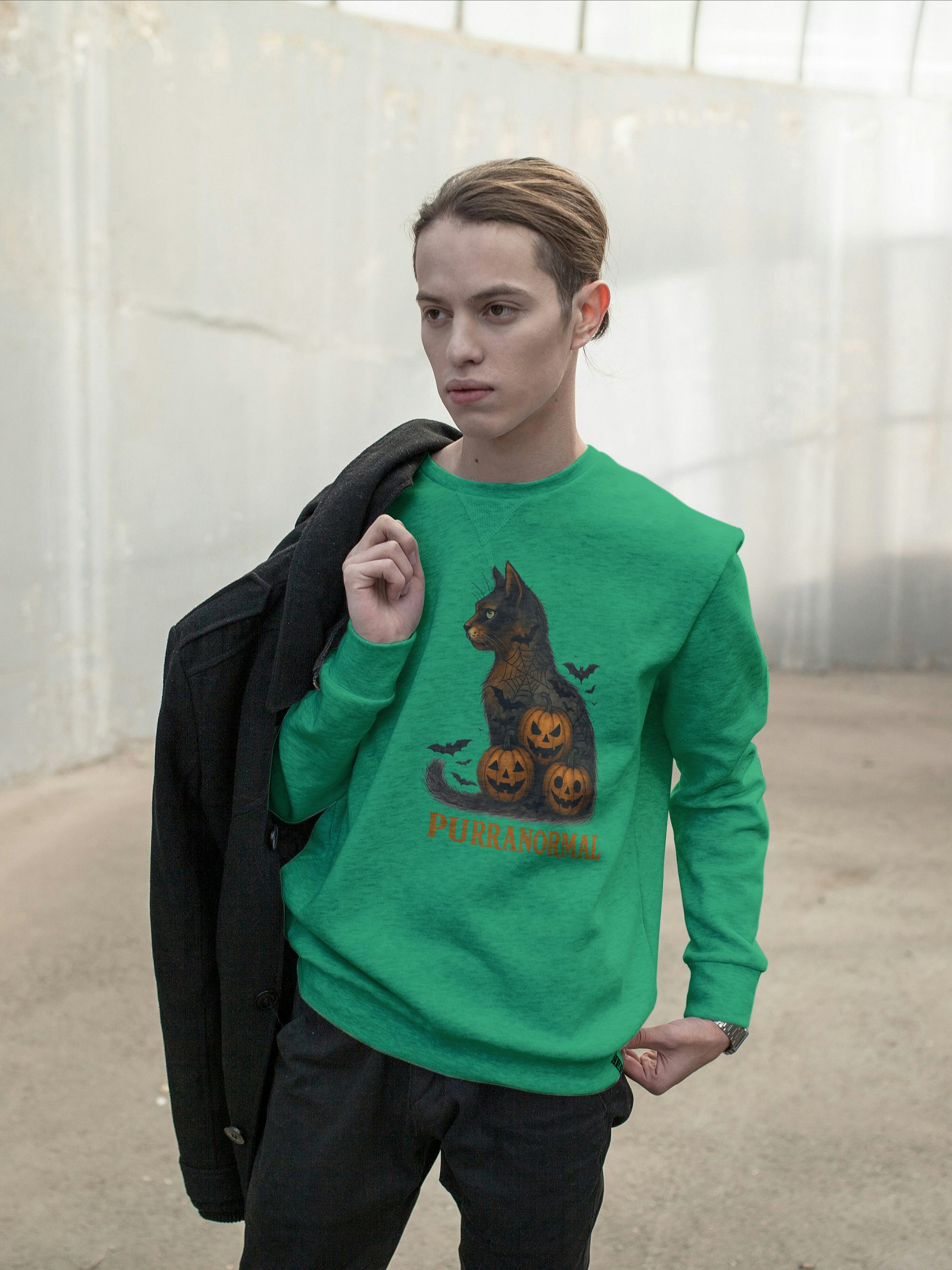 Purranormal Funny Cat Halloween Sweatshirt product image (39)