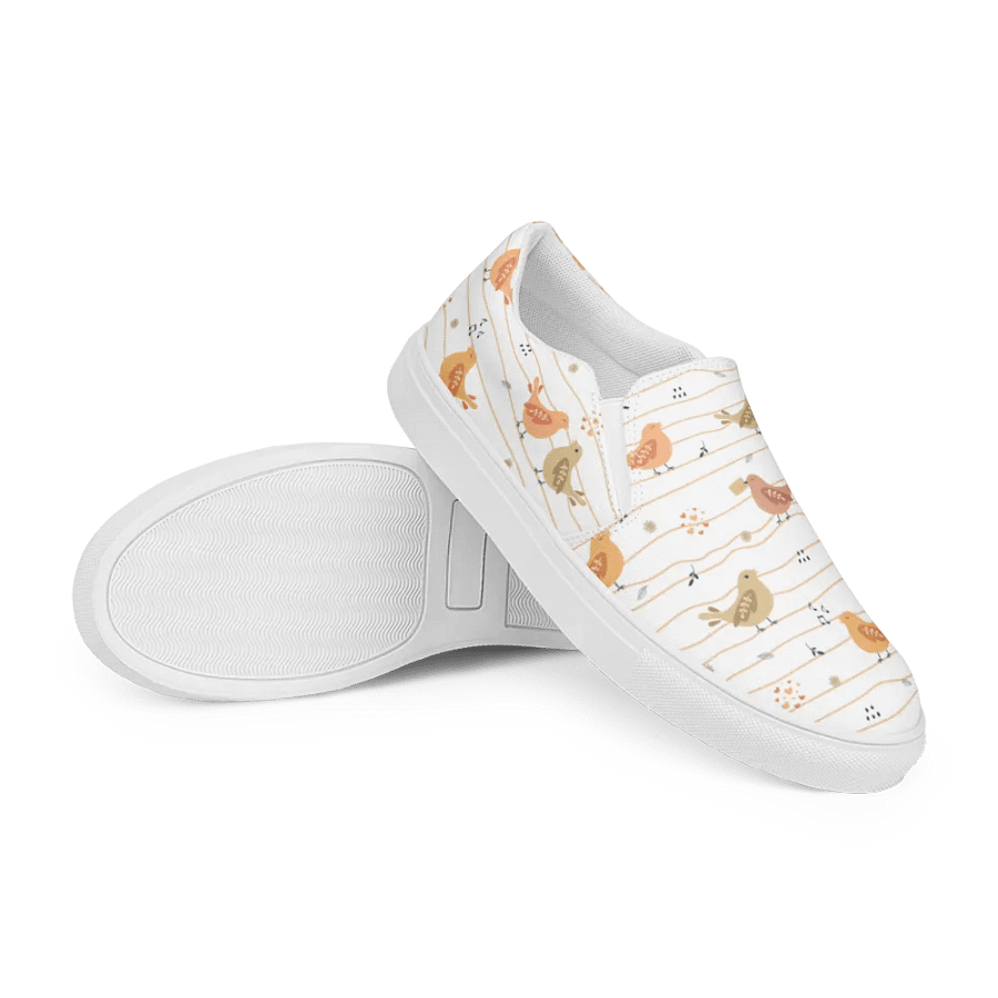 Kawaii Musical Birds Canvas Slip-On Shoes product image (7)