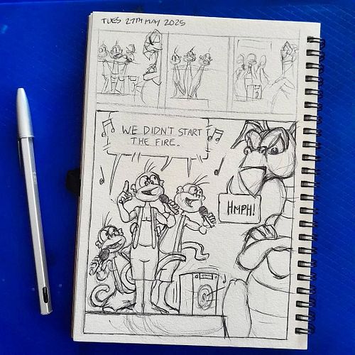 Karaoke night continues with the monkey's song choices being a little questionable. #visualdiary #ballpointpenart #cartoonart...