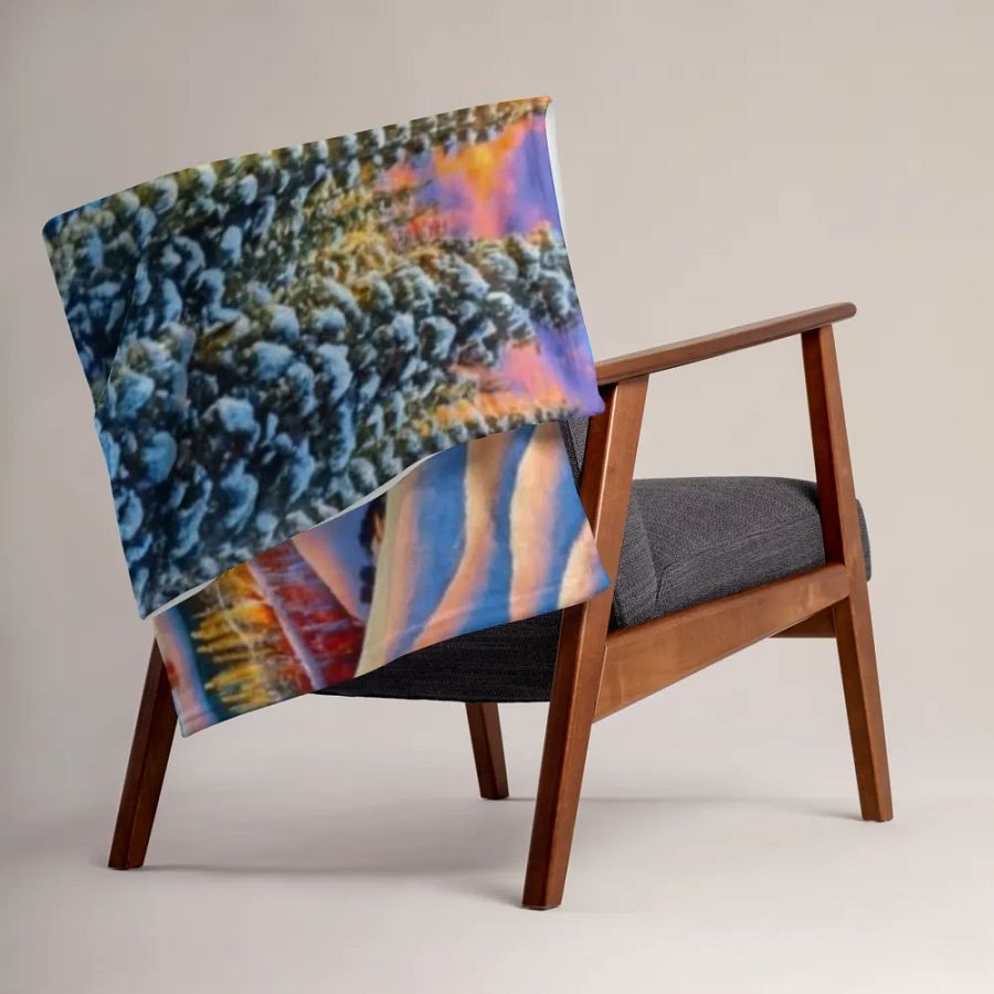 Scenic Snowy Tree-Lined Lake Throw Blanket product image (4)
