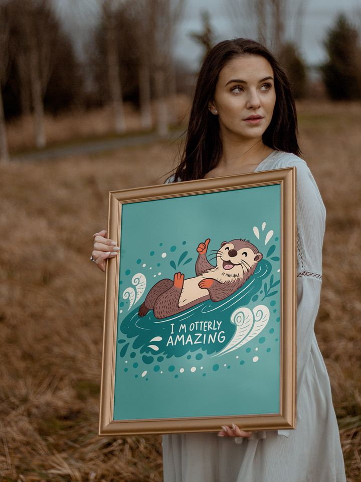 I'm Otterly Amazing Wall Art Print – Cheerful River Otter Design with Playful Vibes and Custom Flourishes for Animal Lovers product image (1)