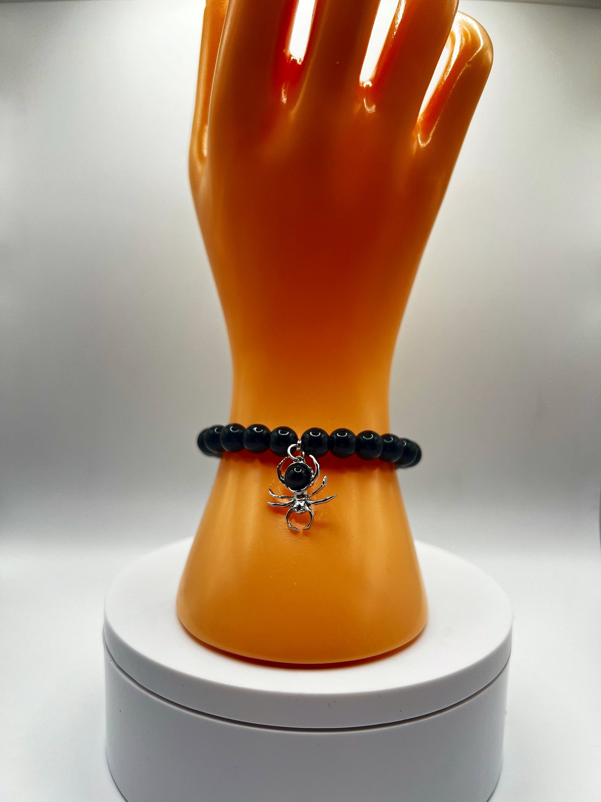 Gothic Spider Black Obsidian Beaded Bracelet product image (1)