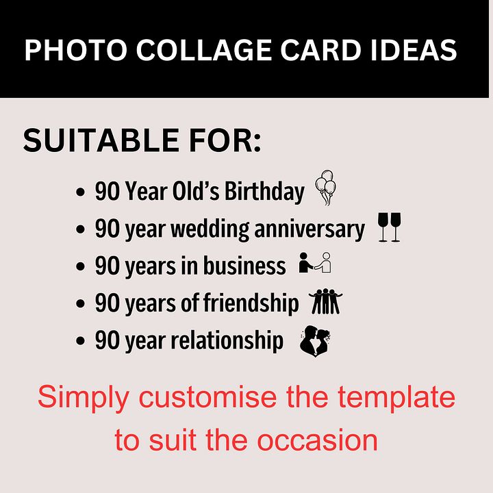 Ninety Year Celebration Card Photo Collage Canva Template product image (2)