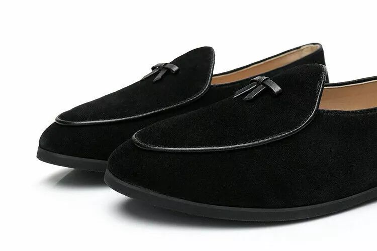 Handmade Genuine Suede Leather Dark Brown Slip On Loafer Dress Shoes For Men product image (4)