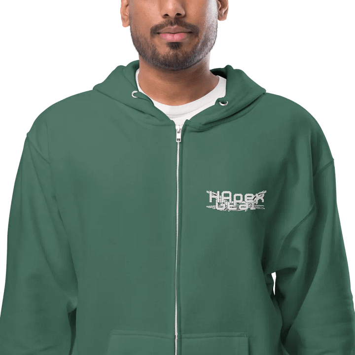 Fleece Zip Up Hoodie - Embroidered - White HApex Gear Black Logo product image (2)
