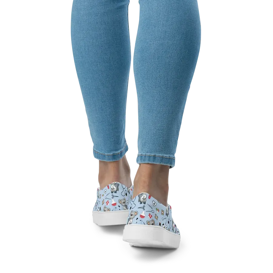 Cute Medical Koala Slip-On Canvas Shoes (Blue) product image (3)