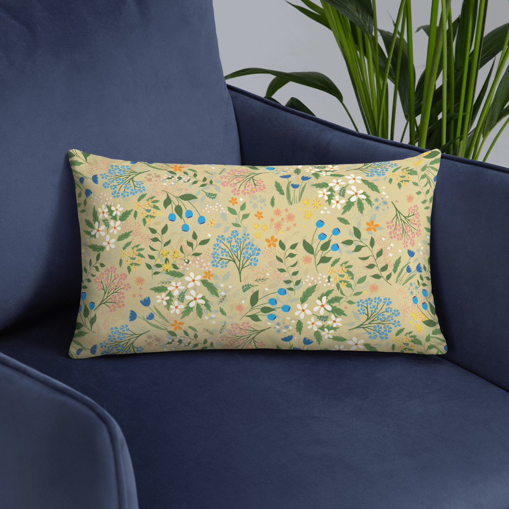 “Where the Food Lives” Floral Pillow in Tan product image (2)