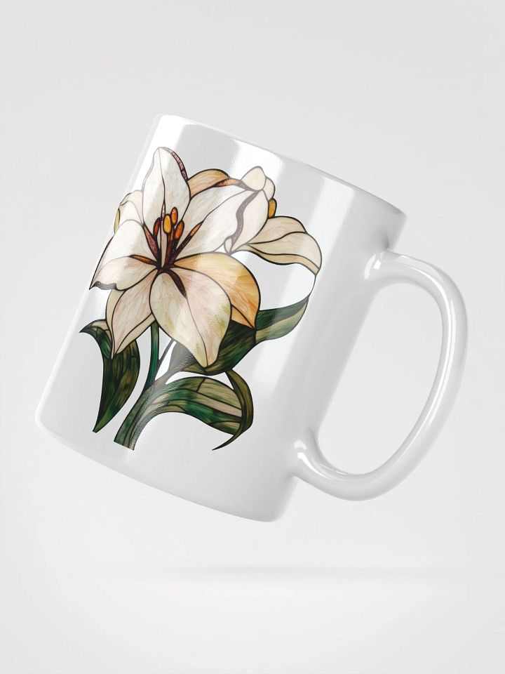 Stained Glass Lily White Glossy Mug product image (4)