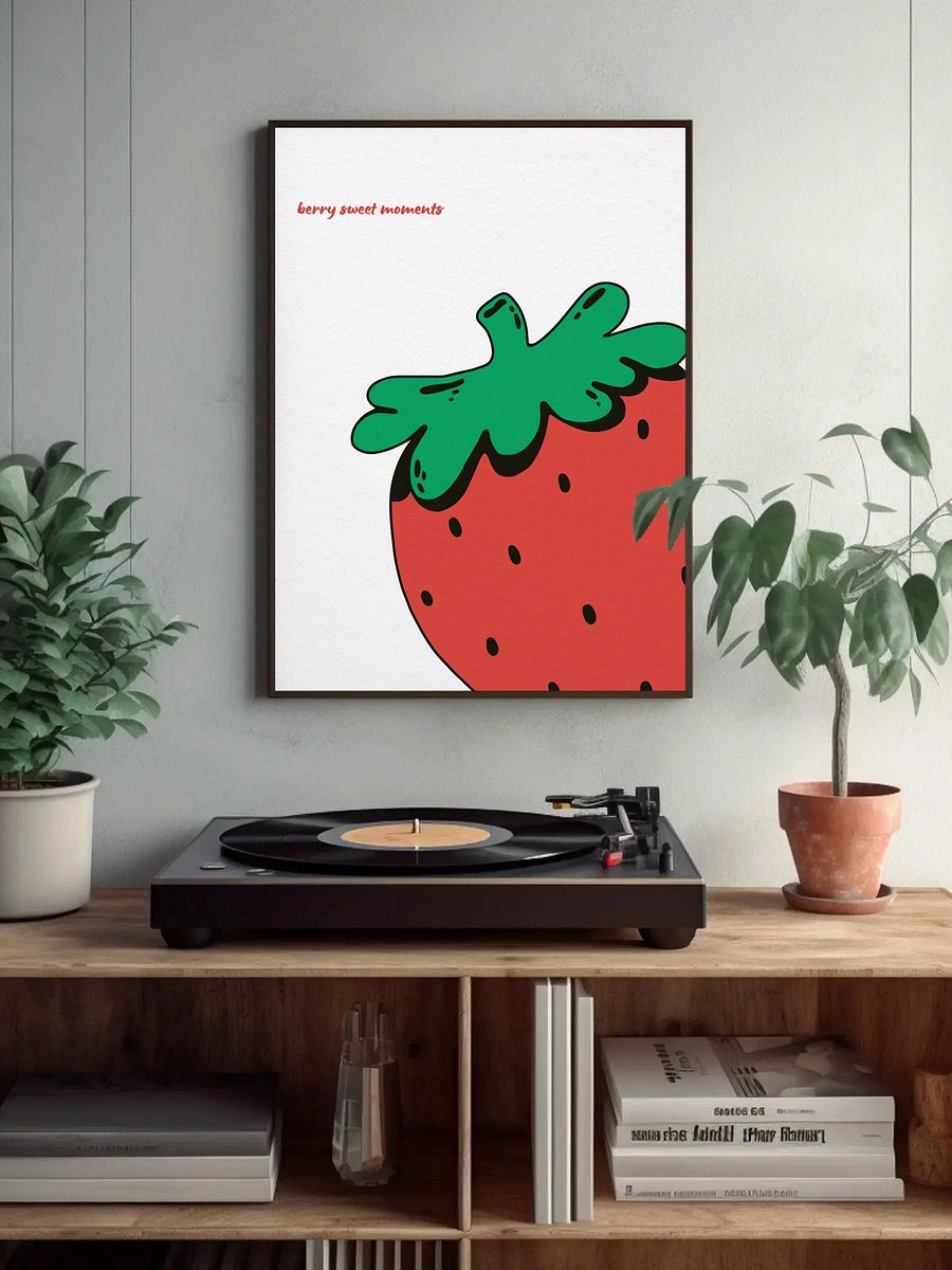 Berry Sweet Moments Strawberry Wall Art - Cute Playful Minimalist Kitchen Decor, Adorable Fruit Illustration Print, Perfect Foodie Gift Idea product image (5)