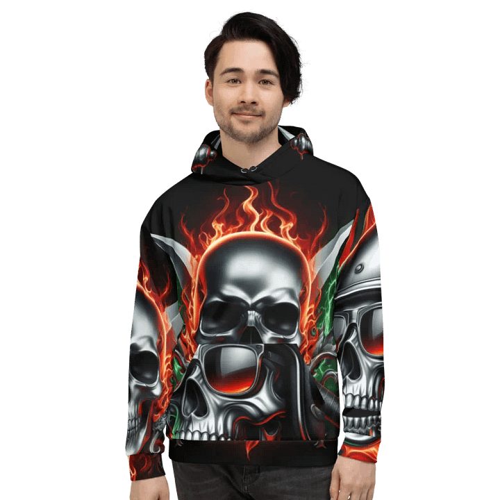 Fiery Skull and Crossed Swords - Unisex Skull Hoodie #29 product image (2)