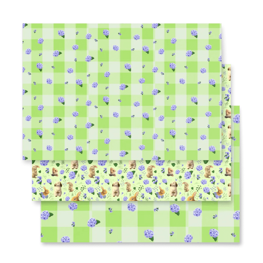Bunnies and Hydrangeas Wrapping Paper Set product image (4)