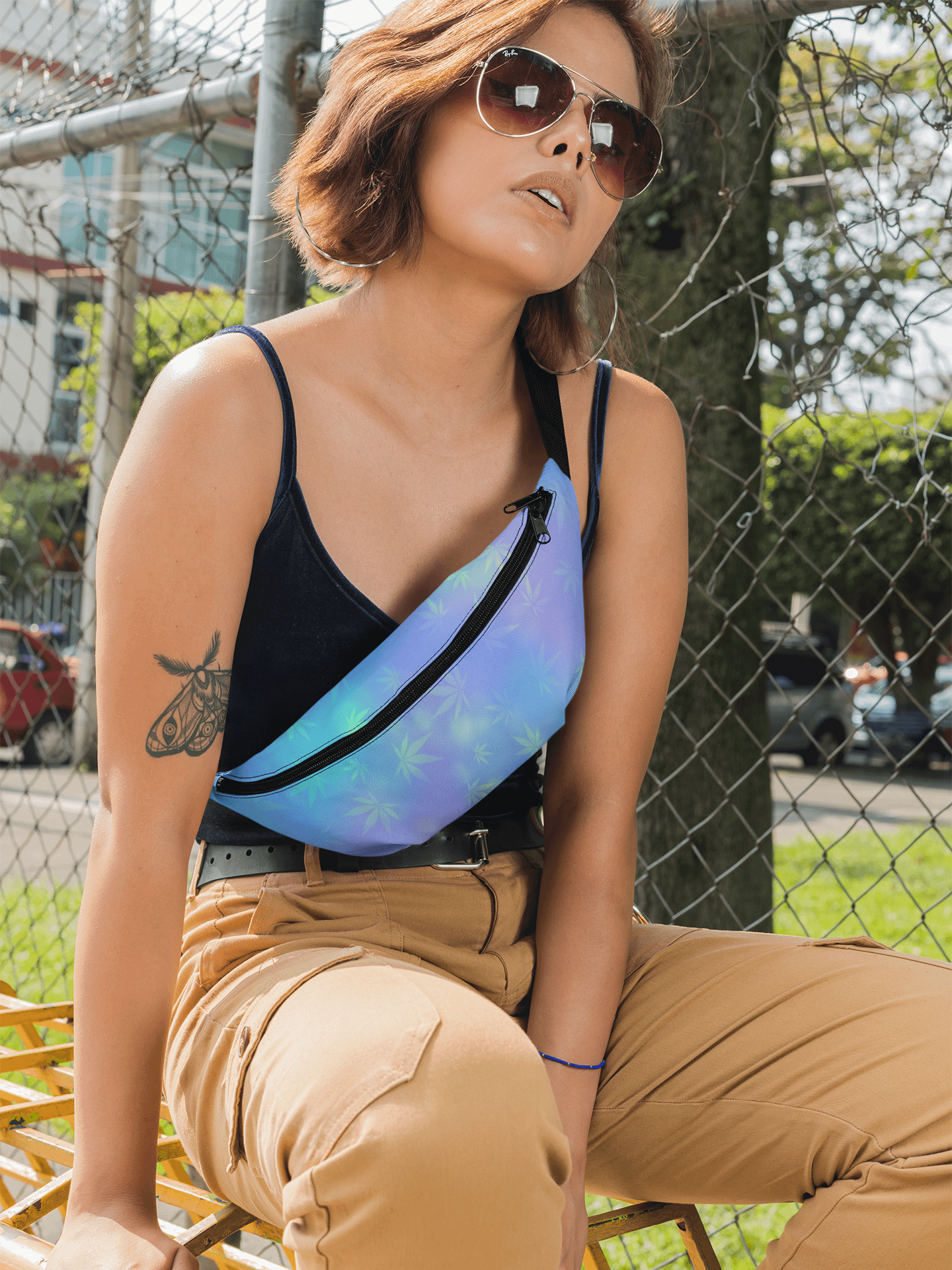 Pastel Cannabis Leaf Fanny Pack – Chill Style on the Go product image (1)